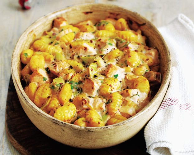 salmon gnocchi bake