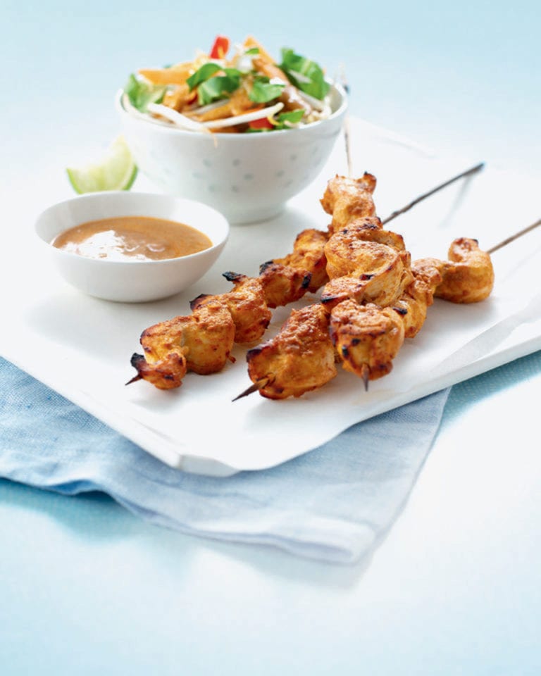 Chicken satay with Indonesian-style salad