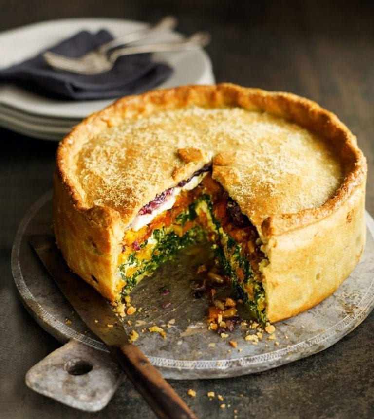 Butternut squash, spinach and goat’s cheese pie