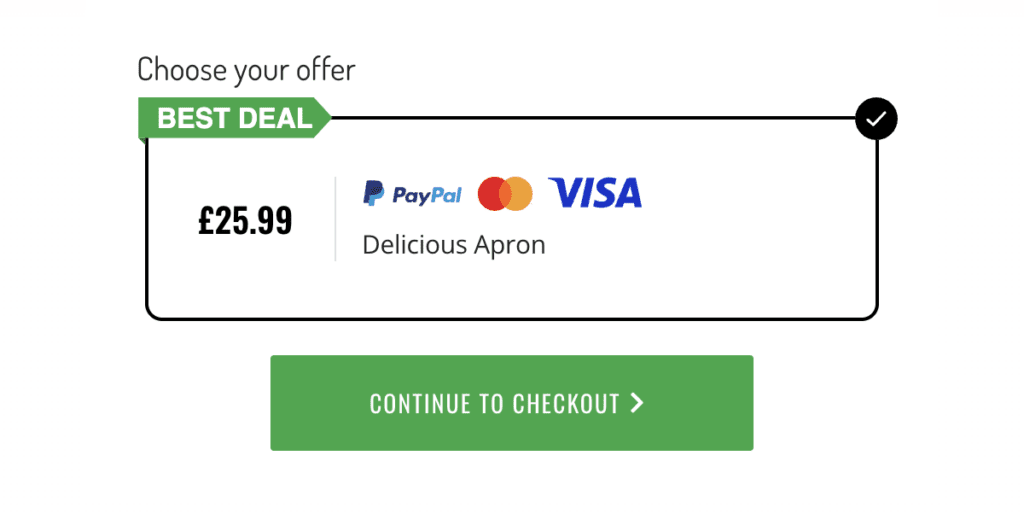 The checkout to purchase a delicious. apron