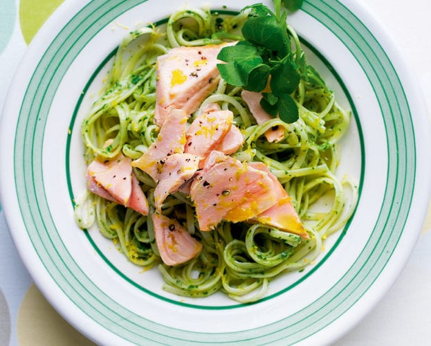 salmon pasta watercress