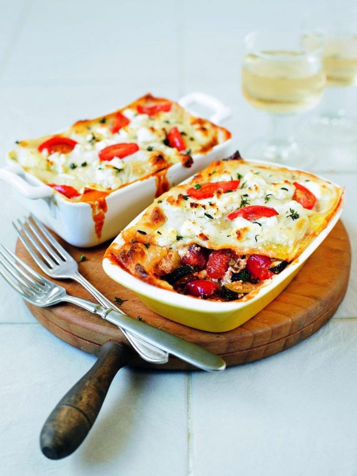 Roasted vegetable and goat’s cheese lasagne