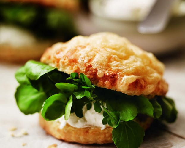 Goat's cheese and watercress cheese scones