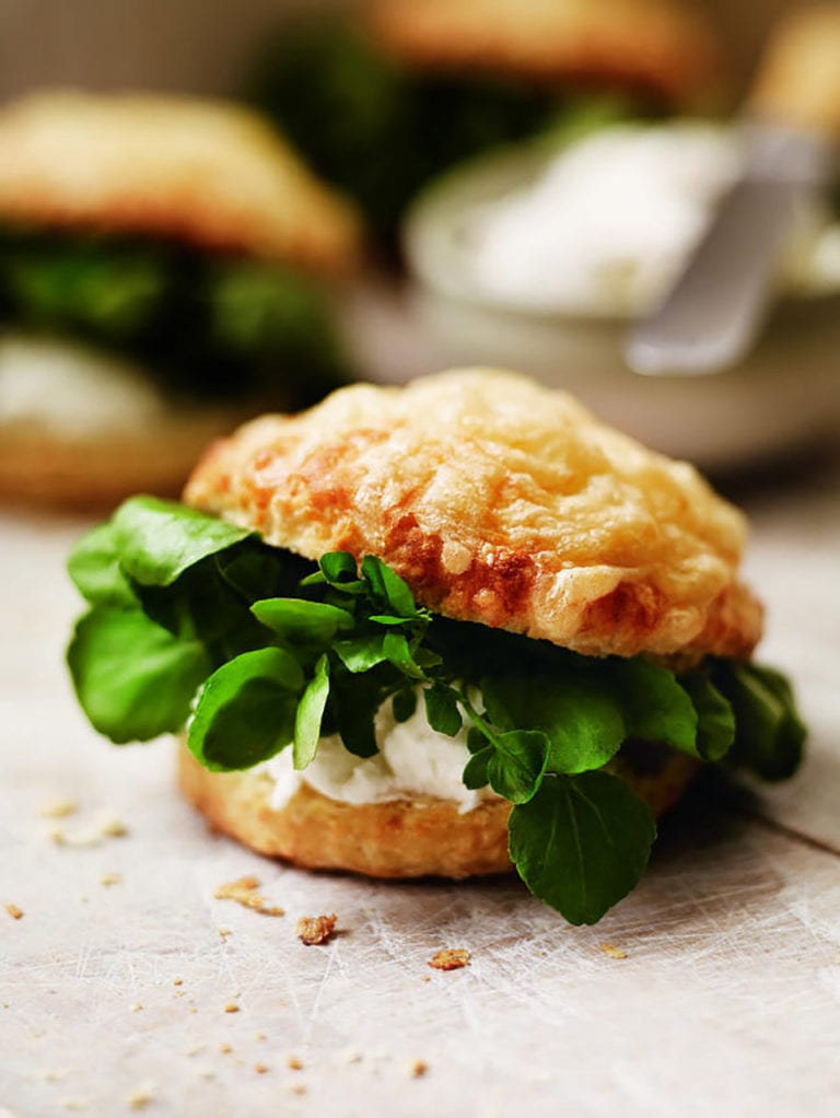 Cheese scones with watercress and goat’s cheese