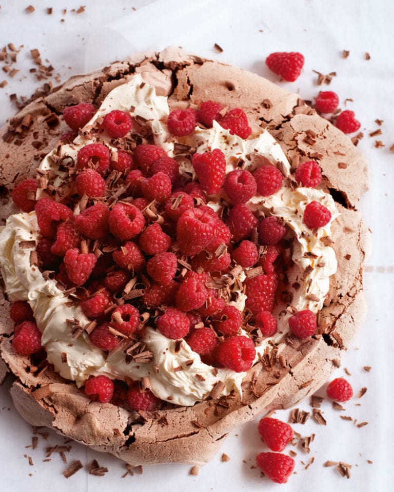 Nigella Lawson’s chocolate raspberry pavlova