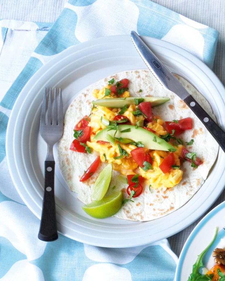 Mexican breakfast tortillas with avocado