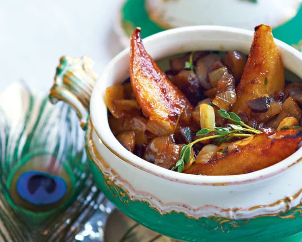 caramelised pears and chestnuts