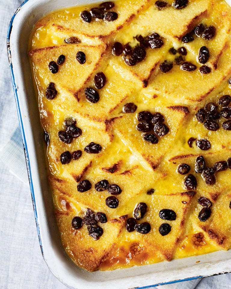 Honey bread and butter pudding