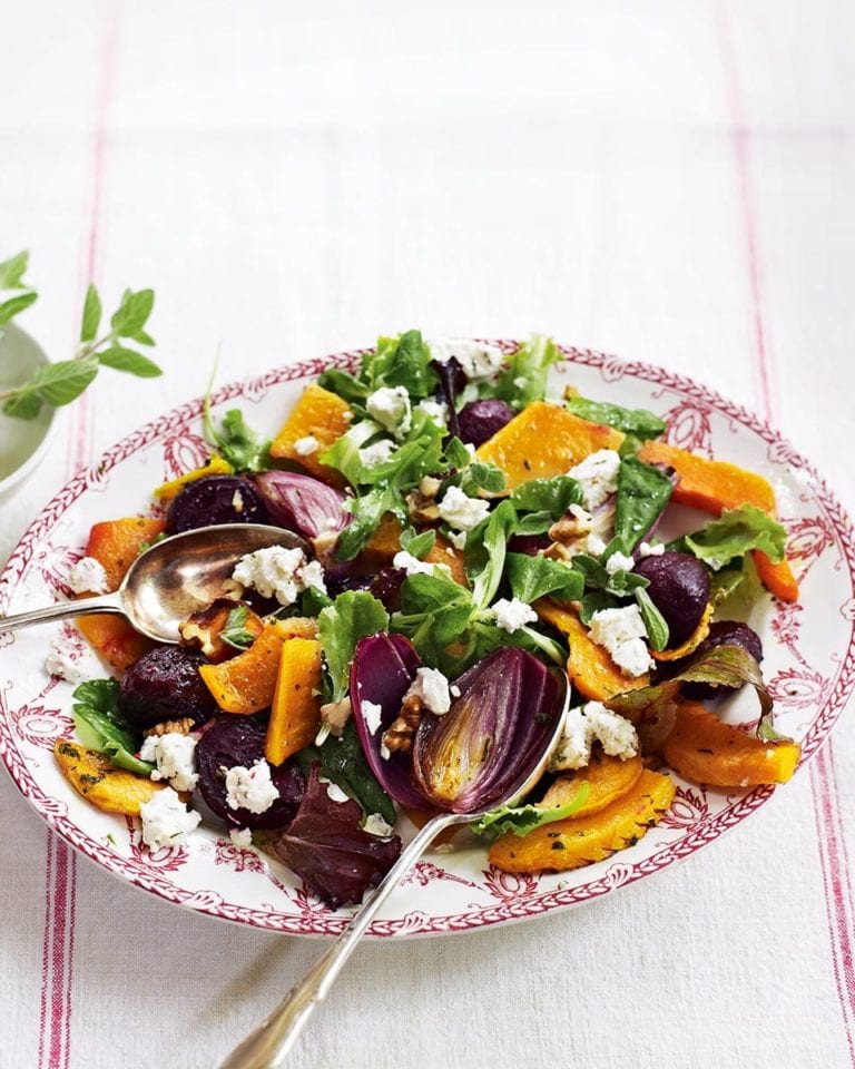 Warm squash, beetroot and goat’s cheese salad