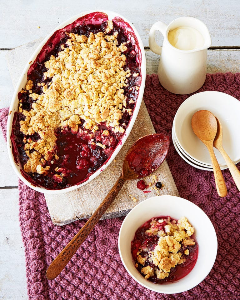 Berry and apple crumble with marzipan