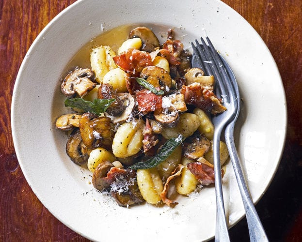 Creamy mushroom and speck gnocchi