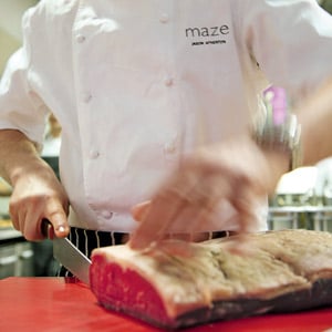 Cutting the steak