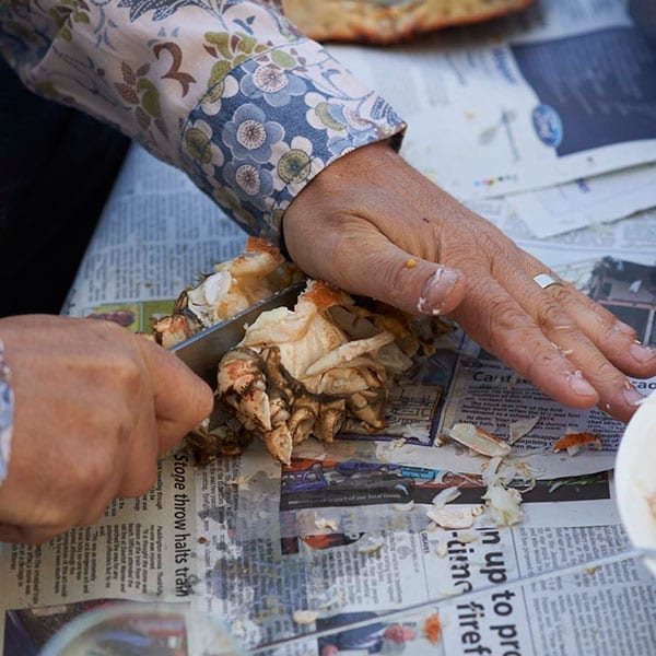 cut crab in half