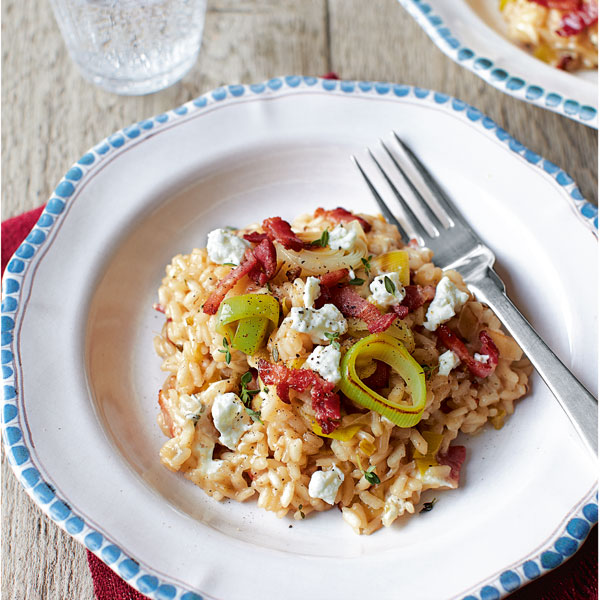Leek, goat’s cheese and crispy bacon risotto delicious. magazine