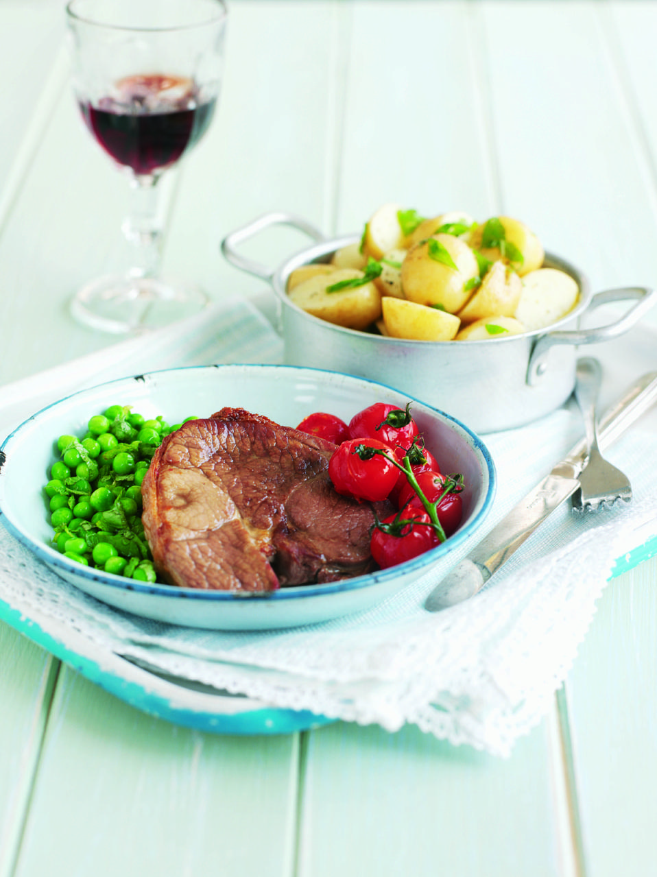Lamb steaks with honey and minted peas delicious. magazine
