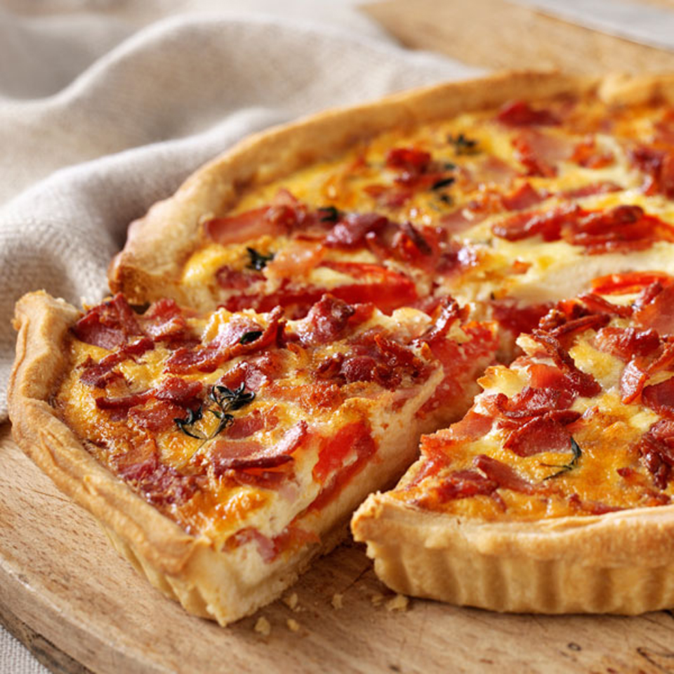 Bacon, cheese and tomato quiche delicious. magazine
