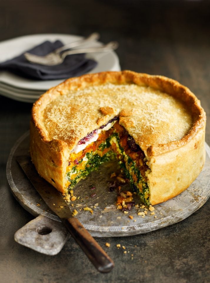 Butternut squash, spinach and goat’s cheese pie