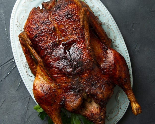 Roast duck with wild rice
