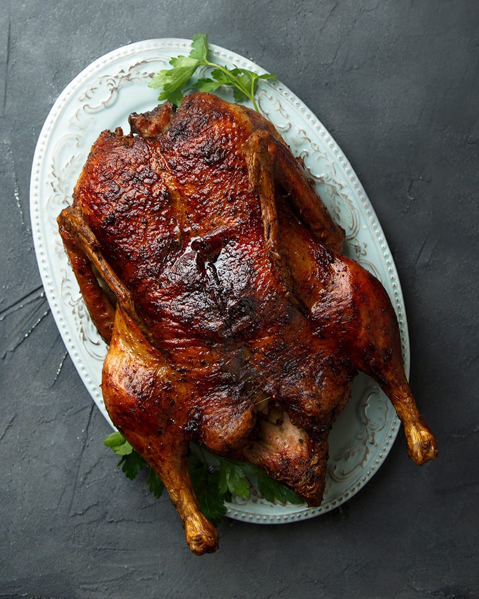 Roast duck with wild rice recipe | delicious. magazine