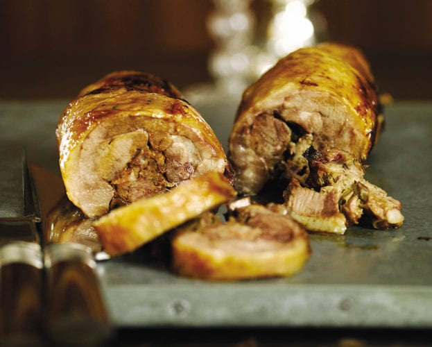 roast turkey crown and stuffed legs