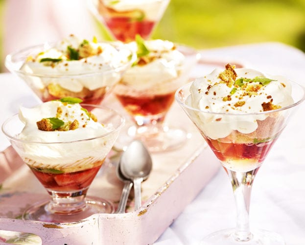 Sparkling strawberry trifles