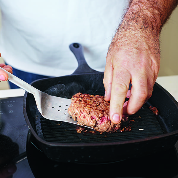 frying burgers