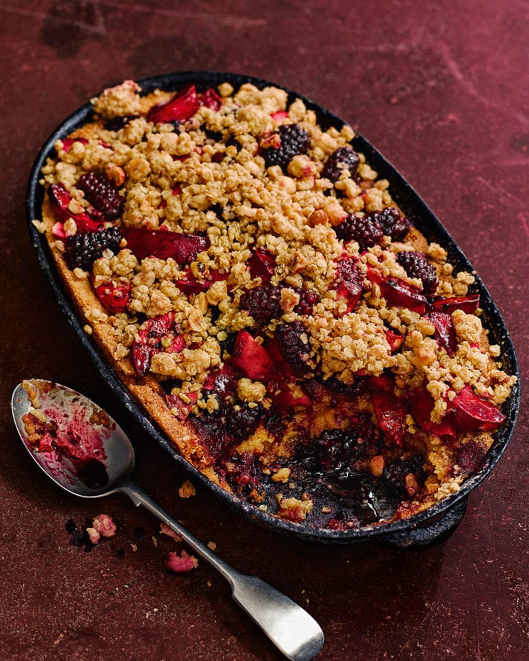 Apple and blackberry frangipane crumble