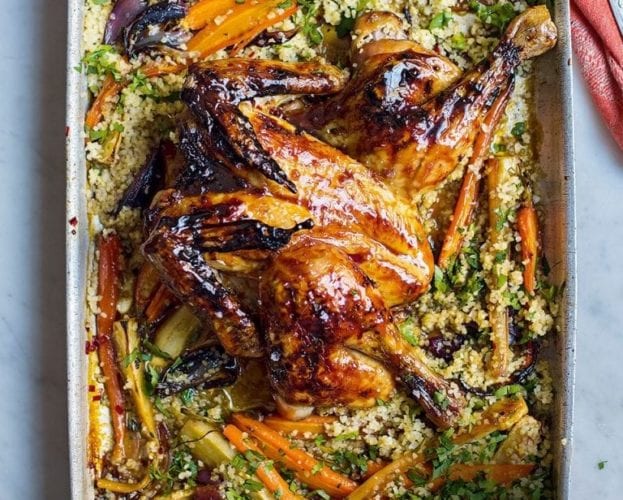 Oriental roast chicken with coconut gravy