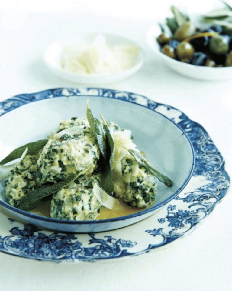 Ricotta and cavolo nero gnocchi with sage butter