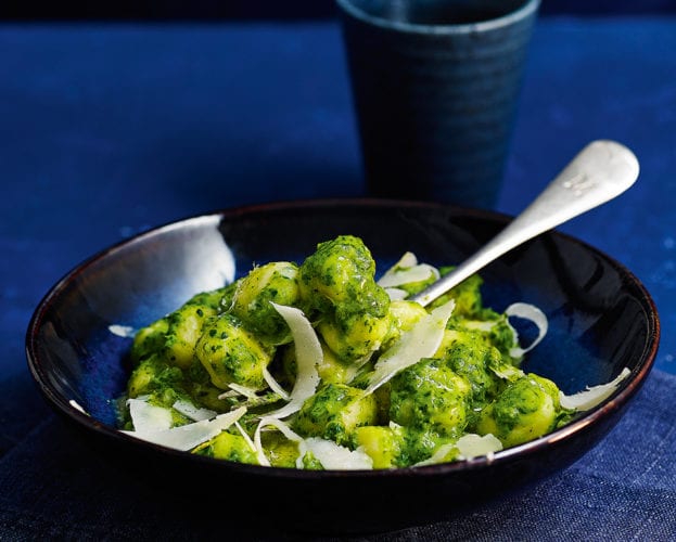 Sprouting broccoli and pea pesto gnocchi