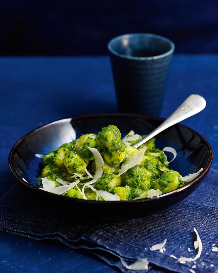 Sprouting broccoli and pea pesto gnocchi