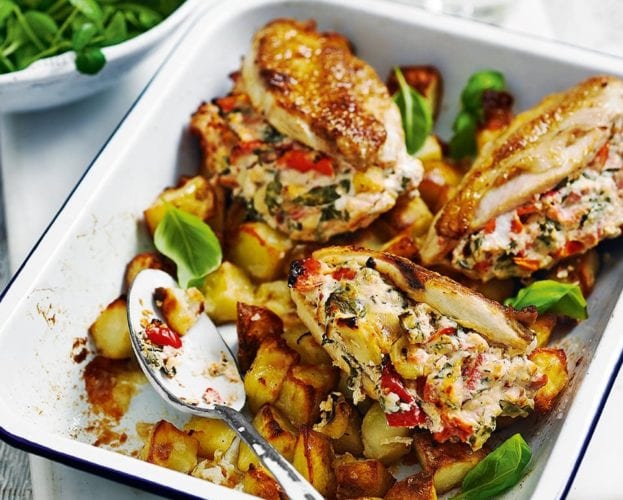 image of stuffed chicken breasts and veg