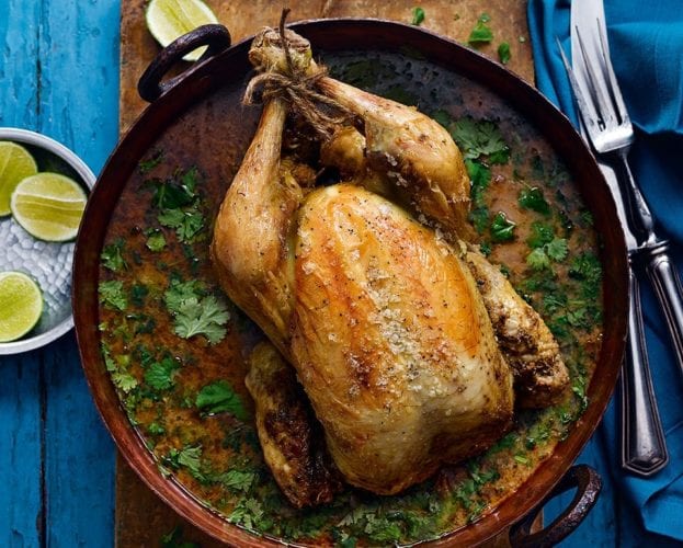 Image of pot roast chicken in thai curry sauce