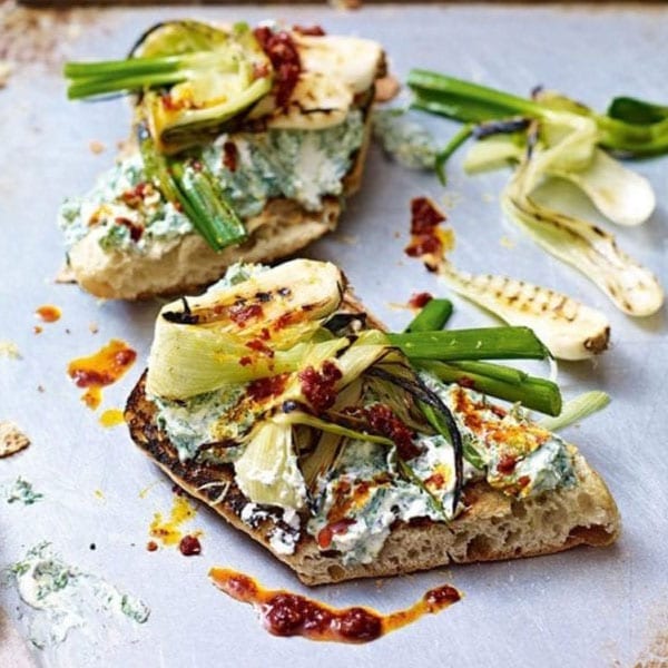 spring onion ricotta toast