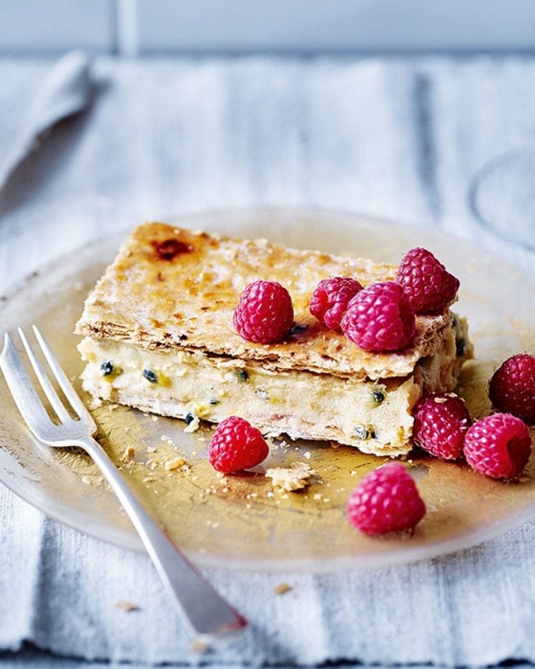 image of Passion Fruit and Lime Crème Brûlée Tart recipe by Delicious Magazine
