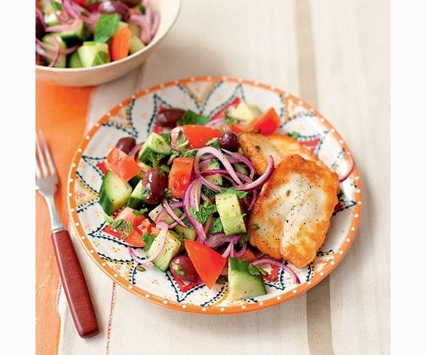 greek-salad-with-mint-and-fried-halloumi