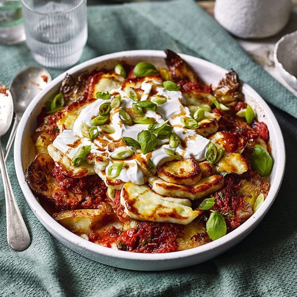 Potato and halloumi bake