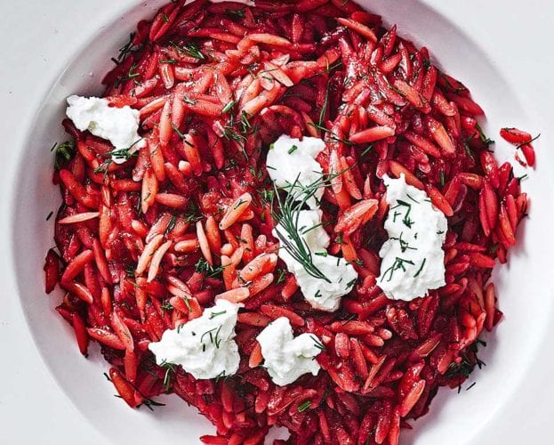 healthy beetroot orzotto pasta