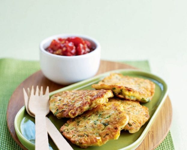 Sweetcorn fritters on a plate