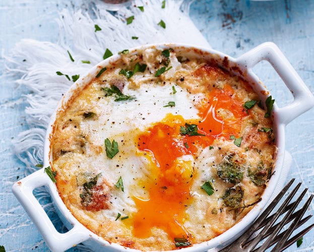 hot smoked salmon baked eggs