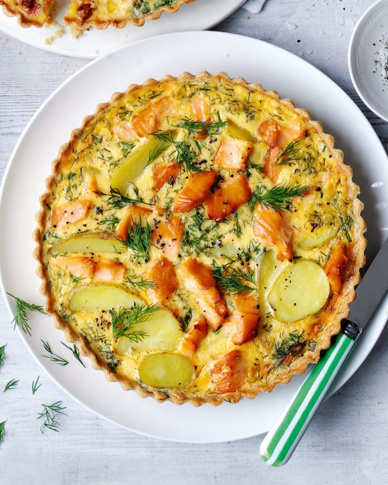 Hot-smoked salmon, horseradish and dill tart - delicious. magazine