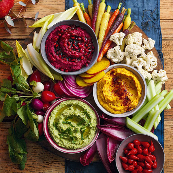 rainbow houmous platter