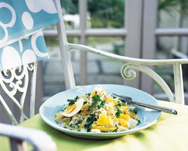 Kedgeree served on a plate