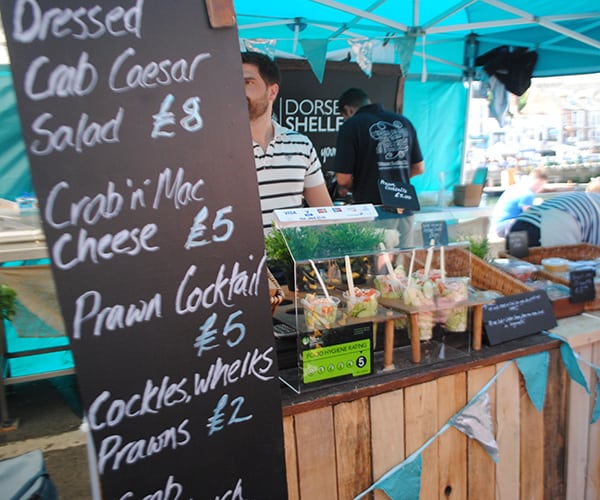 image of food stall selling crab salad