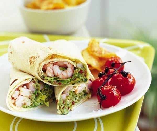 Prawn and guacamole wraps