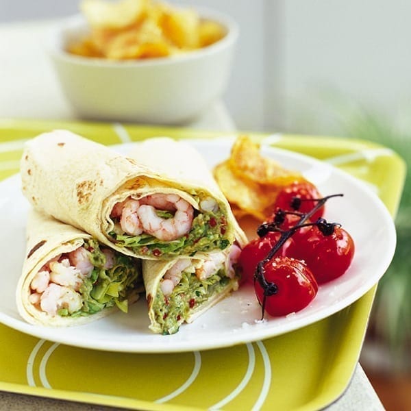 Prawn and guacamole wraps