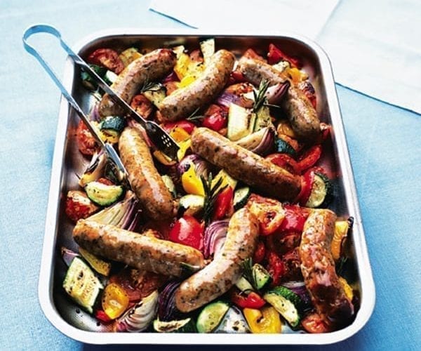 Sausages with ratatouille