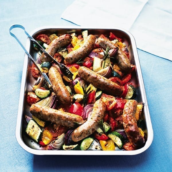 Sausages with ratatouille