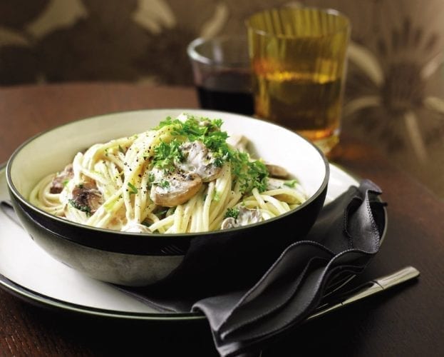 Aubergine milanese with spaghetti