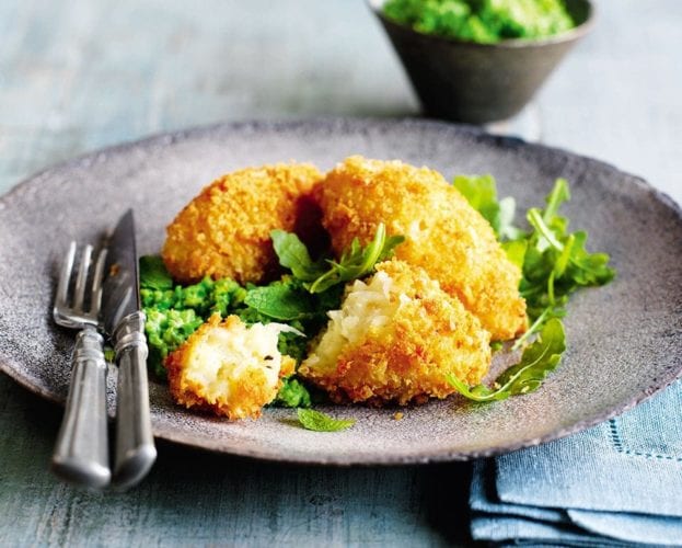 potato cakes with pea purée image
